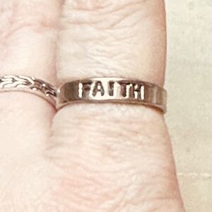 925 Sterling Silver Ring Band with FAITH Stamped Into It